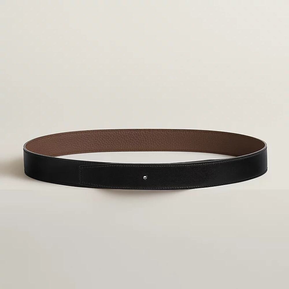 NWOT Hermes Reversible leather strap 32 mm Noir / Chocolat